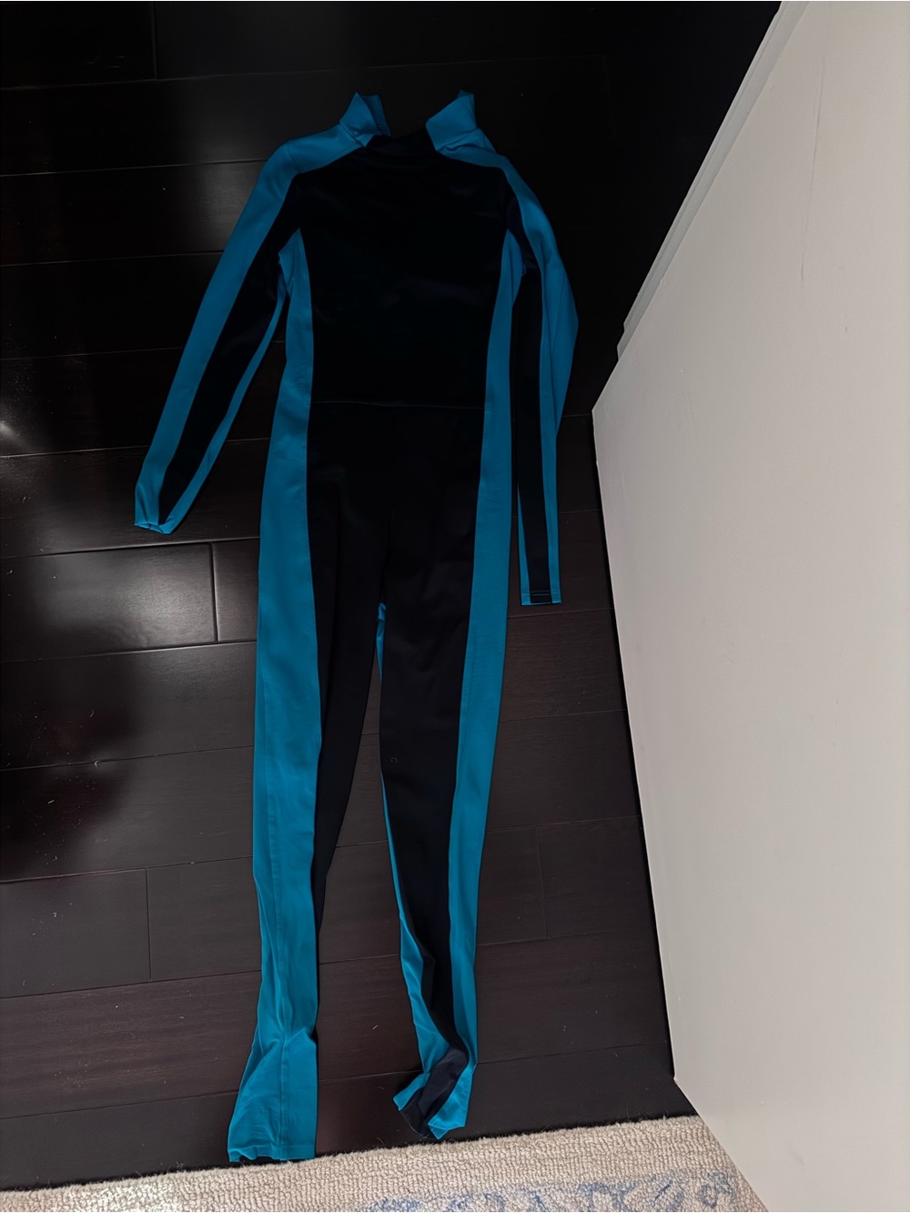 Weissman Black and Teal Full-Length Performance Jumpsuit